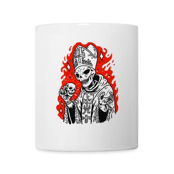 Spooky Alien Pope – Squelette sombre d’Halloween - Mug blanc - blanc - Devant