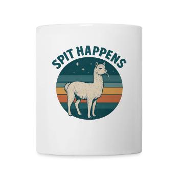 Spit Happens Witziges Alpaka - Tasse - Weiß - Vorne