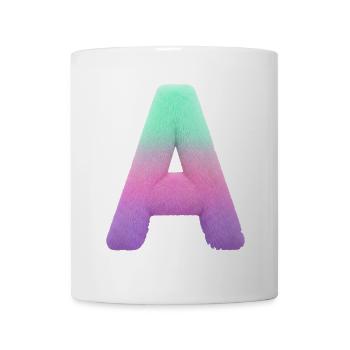 A Buchstabe mi Fell Effekt und Pastell Farbverlauf - Tasse - Weiß - Vorne