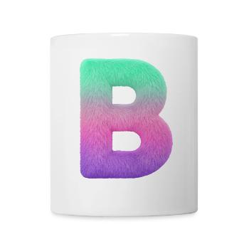 Buchstabe B mit Fell und Pastell Farbverlauf - Tasse - Weiß - Vorne