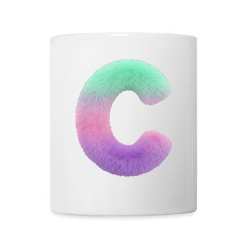 Letter C in fur look and colour gradient - Mug - white - Front