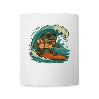 Dessin animé Surfeur Animal Fossile Préhistorique Amphibien Eau - Mug blanc - blanc - Devant