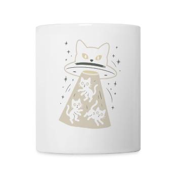 Chat, OVNI, Drôles de chatons et extraterrestres - Mug blanc - blanc - Devant