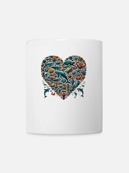 Meerestiere Herzform Ozean Liebe - Tasse - Weiß