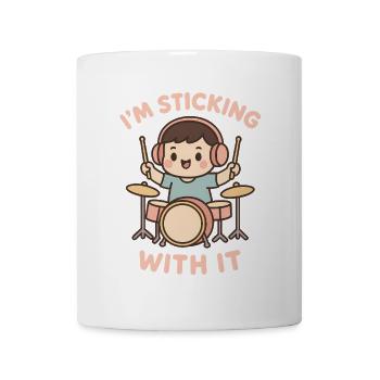 I'll stay with it – children's drummer saying - Mug - white - Front