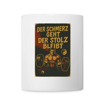 Fitness Schmerz Trainingsshirt für Bodybuilder - Tasse - Weiß - Vorne