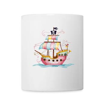 Bateau pirate imaginatif en haute mer avec - Mug blanc - blanc - Devant