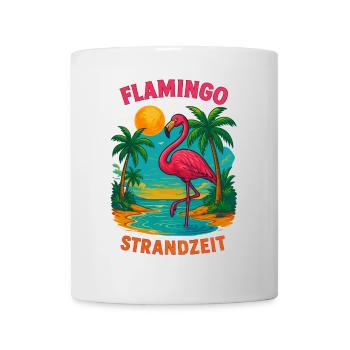 Flamingo Urlaub Sommer Strand Retro Design - Tasse - Weiß - Vorne