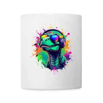 Tyrannosaurus DJ Dino Fans Neon Graffiti Style - Mug blanc - blanc - Devant