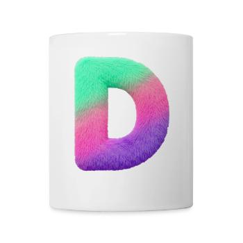 D - Letter in fur look and color gradient - Mug - white - Front