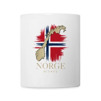 Norway Flag Map Coordinates 60°N 8°E - Mug - white - Front