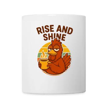 Müdes Huhn mit Kaffeetasse - Tasse - Weiß - Vorne