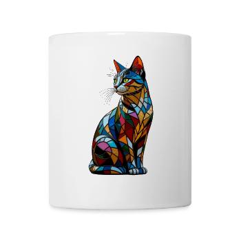 Katze Bunt Regenbogen Farben Popart Cat Mom Katzen - Tasse - Weiß - Vorne