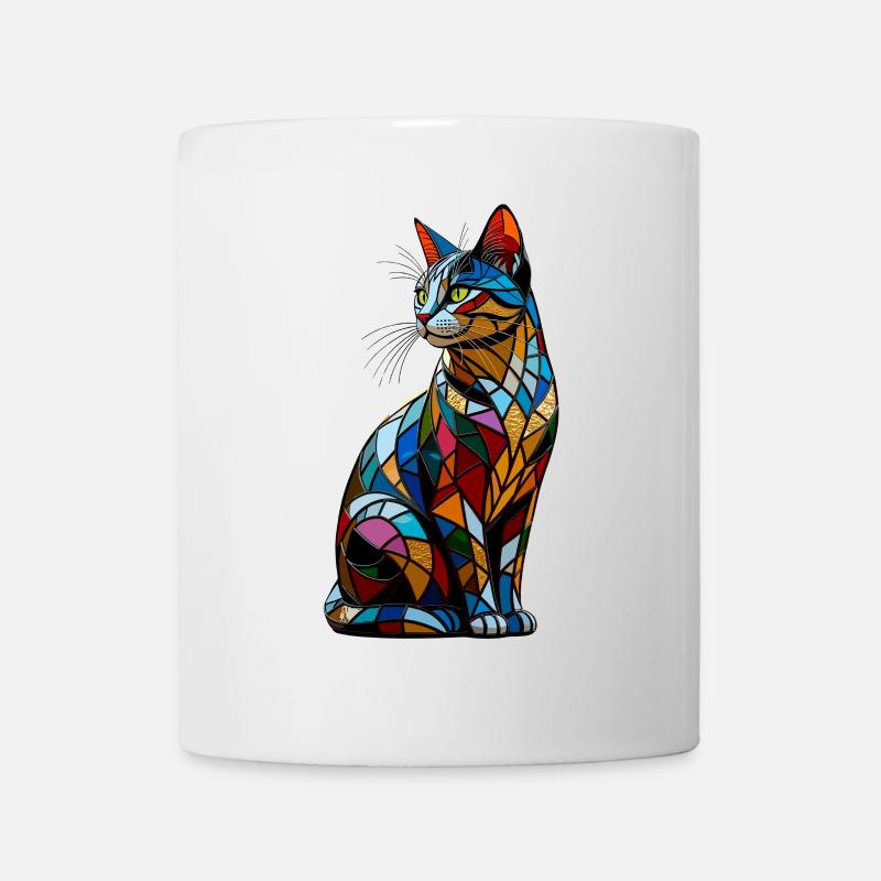 Katze Bunt Regenbogen Farben Popart Cat Mom Katzen - Tasse - Weiß