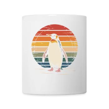Vintage Pinguin Sonnenuntergang Design - Tasse - Weiß - Vorne