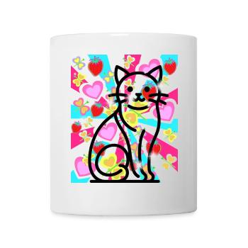 Coeur rétro Chats Coeurs de la Saint-Valentin - Mug blanc - blanc - Devant