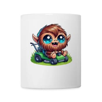 Cute Bigfoot Sasquatch Lawn Mower Horticulture - Mug - white - Front
