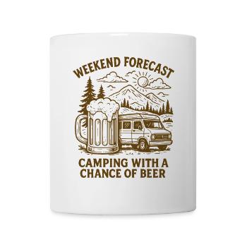 Wochenendvorhersage Camping Mit Bier - Tasse - Weiß - Vorne