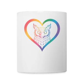 Rainbow Owl Heart Design - Mug - white - Front