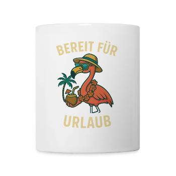 Funny flamingo with beach accessories - Mug - white - Front