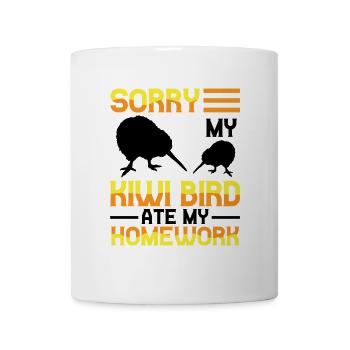 Devoirs d’oiseau kiwi mangé - Mug blanc - blanc - Devant