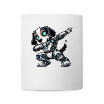 Cool Beagle Robot Astronaut Dabbing Cartoon - Mug - white - Front