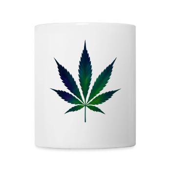 Hanfblatt im Polarlicht-Look - Cannabis - Weed - Tasse - Weiß - Vorne