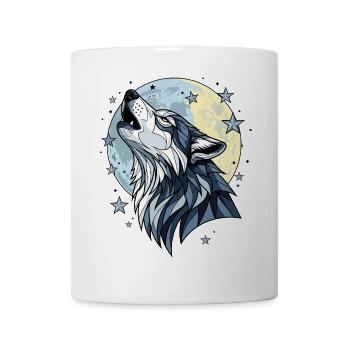 Mystischer Wolf Vollmond Schein - Tasse - Weiß - Vorne