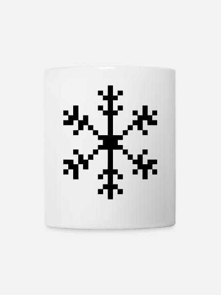 Schneeflocke Pixelgrafik - Tasse - Weiß