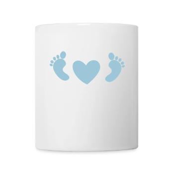 pieds de bébé avec coeur d'amour en bleu - Mug blanc - blanc - Devant