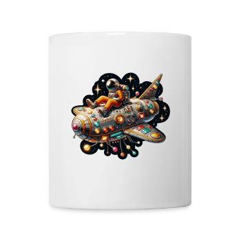 Fantasievolles skurriles Raumschiff mit Astronaut - Tasse - Weiß - Vorne