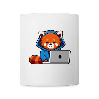 Niedlicher Hacker roter Panda im Hoodie vorm PC - Tasse - Weiß - Vorne