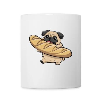 Süßer Mops essen Baguette Geschenk für Männer Frauen Kinder Mops - Tasse - Weiß - Vorne