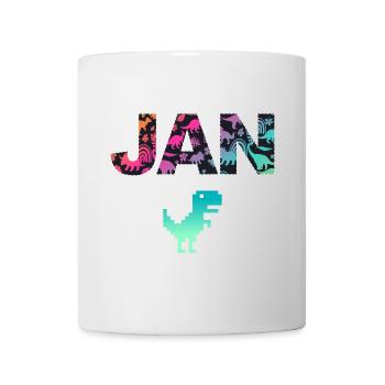 JAN - Beautiful boy name with dinosaur - Mug - white - Front