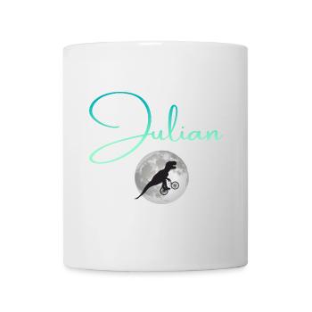 JULIAN - Schöner Jungen Name mit Dinosaurier - Tasse - Weiß - Vorne