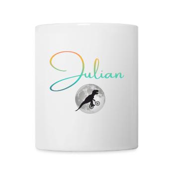 JULIAN - Schöner Jungen Name mit Dinosaurier - Tasse - Weiß - Vorne