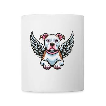 Dessin animé mignon Pitbull avec des ailes d’ange - Mug blanc - blanc - Devant
