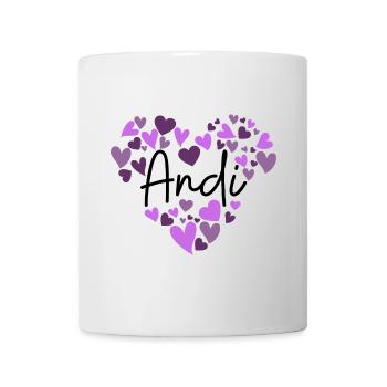 Ich liebe Andi Herzen in Lila - Tasse - Weiß - Vorne