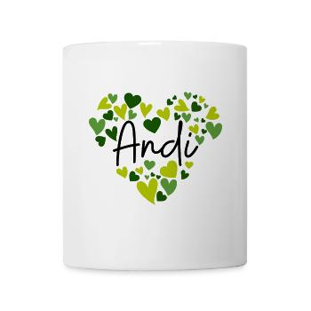 Ich liebe Andi Herzen in Grün - Tasse - Weiß - Vorne