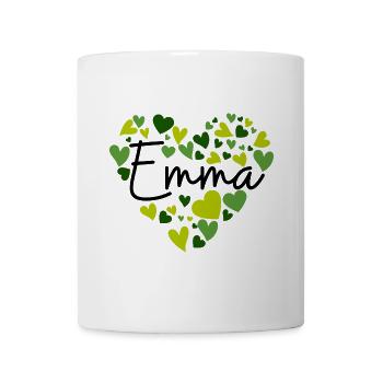I love Emma hearts in green - Mug - white - Front
