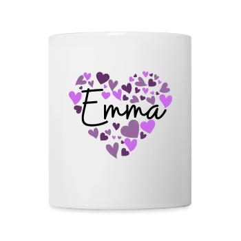 J’adore les cœurs Emma en violet - Mug blanc - blanc - Devant
