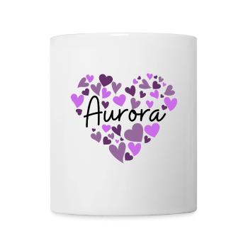 J’adore les cœurs Aurora en violet - Mug blanc - blanc - Devant