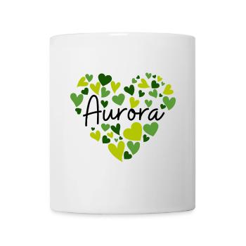 I love Aurora hearts in green - Mug - white - Front