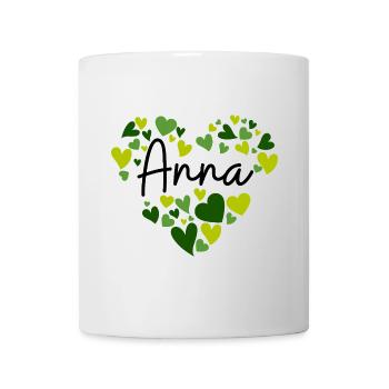 I love Anna hearts in green - Mug - white - Front