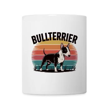 Bullterrier im Retro Sonnen-Style - Tasse - Weiß - Vorne