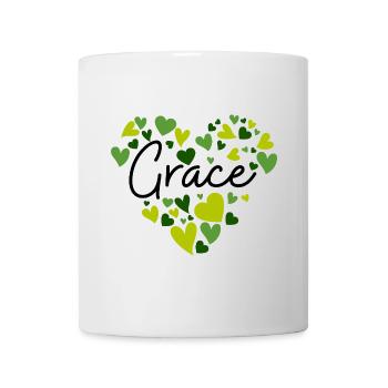 Grace Name Design avec des cœurs verts en forme de cœur - Mug blanc - blanc - Devant