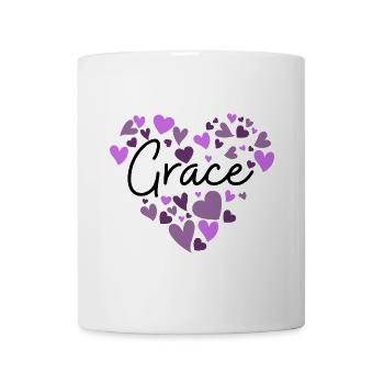 Grace Name Design avec des cœurs violets en forme de cœur - Mug blanc - blanc - Devant