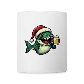 Bière de Noël au poisson piranha - Mug blanc - blanc - Devant