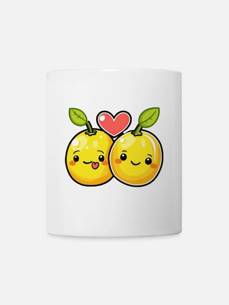 Zitrone Paar Liebe Herz Comic - Tasse - Weiß