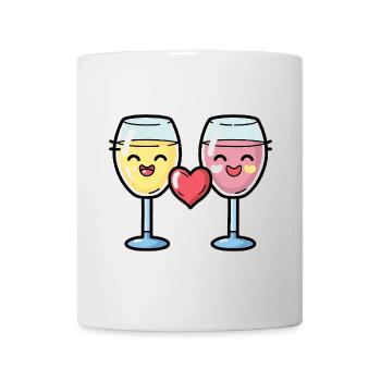 Red Wine Couple Wine Love Heart Comic - Mug - white - Front